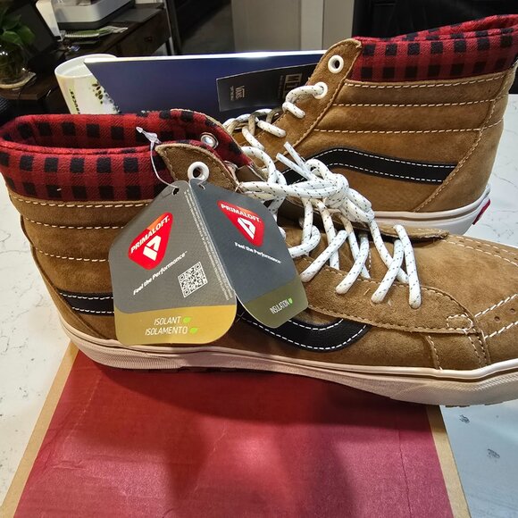 VANS Sk8-Hi MTE-1 Plaid Brown SNEAKER BOOT SHOES SKATEBOARDING MENS 10 NEW - Picture 2 of 16